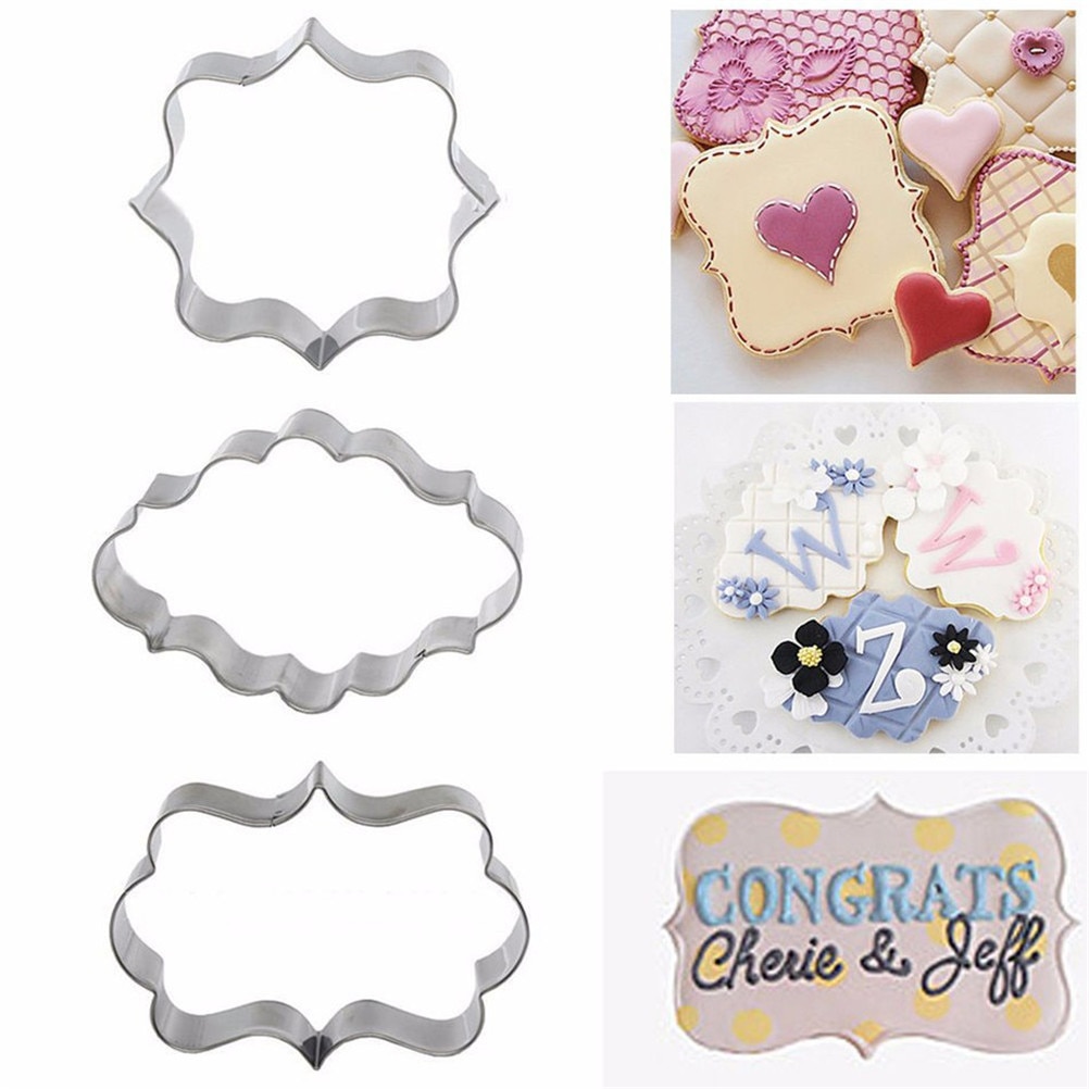 3 Stks/set Bruiloft Fondant Biscuit Cookie Cake Rvs Cutter Mallen Diy Cake Decorating Bakken Tools 3Stlyles