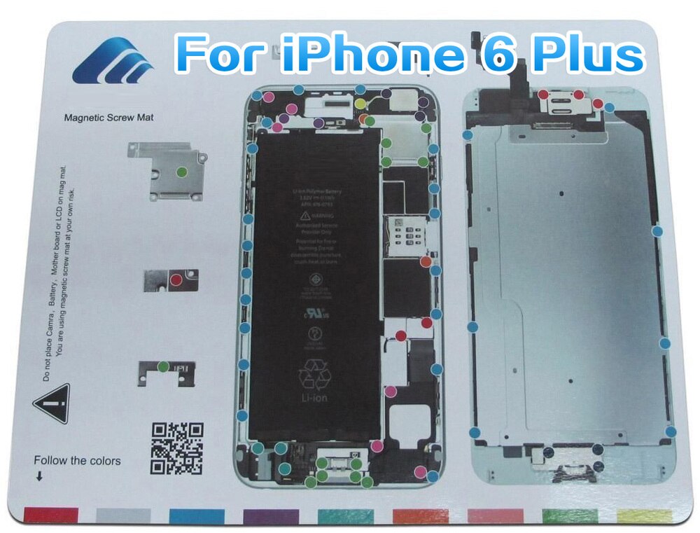 Tappetino Magnetico per Viti - iPhone 6 Plus, 7 Plus, 8 Plus - Kit Guida Lavoro - Acciaio al Carbonio
