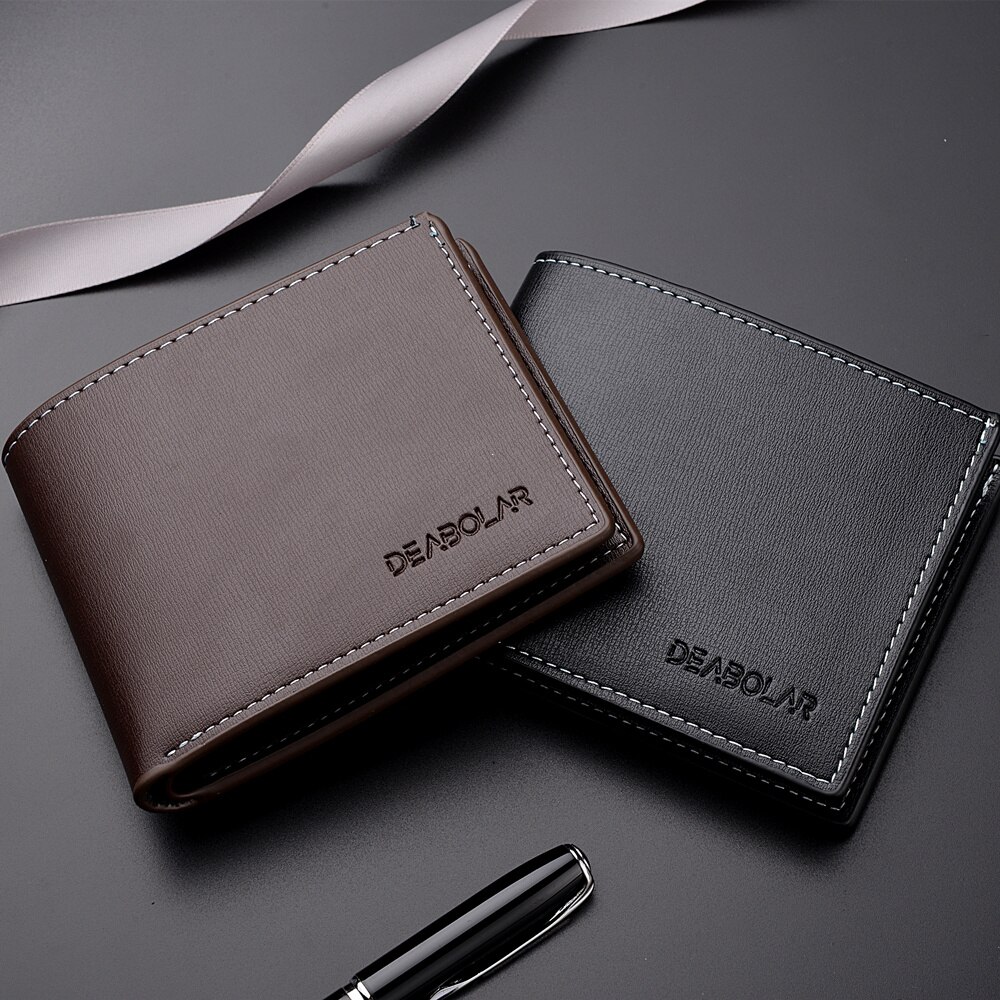 Pu Leder Männer kurze Brieftasche dünnen Stil Klapp junge Männer Kreditkarten Halfter Brieftasche