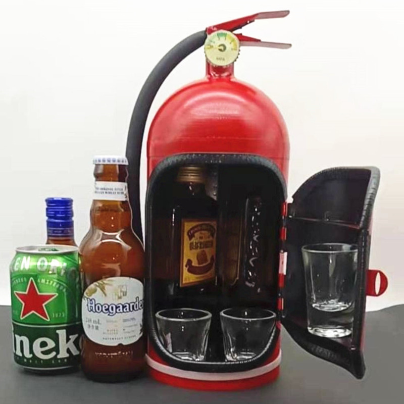 Mini-Bar pour pompier amateur de Whisky, fait à la main, de noël, conteneur d&#39;extincteur, boîte à vin, accessoires de Bar: Rouge