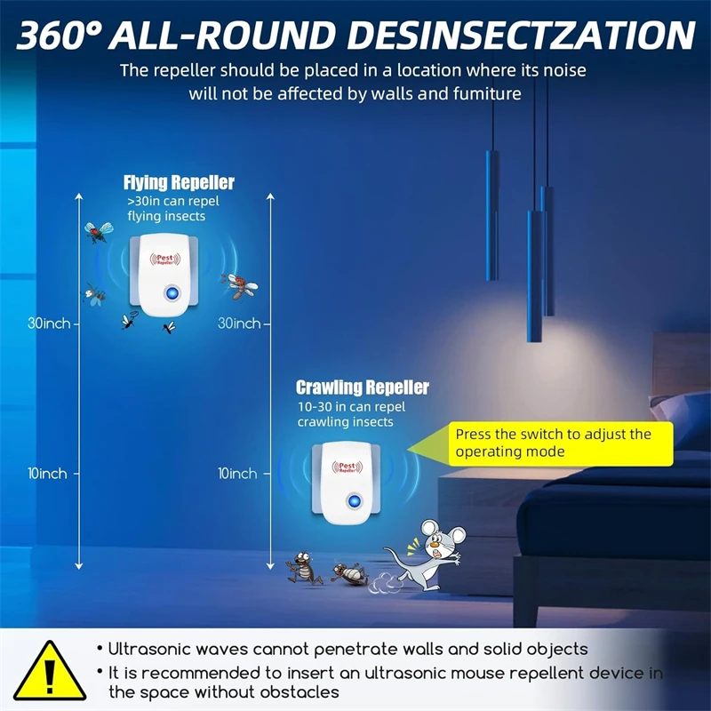 1-6 Stuks Elektronische Muggenspray Ultrasone Muggenspray Muis Kakkerlak Spider Muggenmelk Huishoudelijke Insecticide