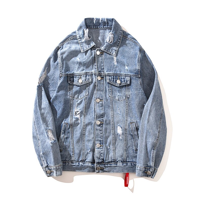 Men's Hip Hop Denim Jacket Painted Ripped Denim Jacket Spring Autumn Coat Streetwear for Men Clothes