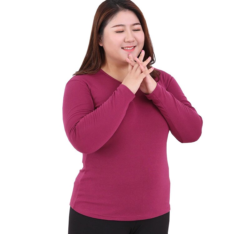 Dam termounderkläder toppar tjock pullover o hals långärmad skjorta bomull andas plus size kvinnliga vinterkläder håller värmen
