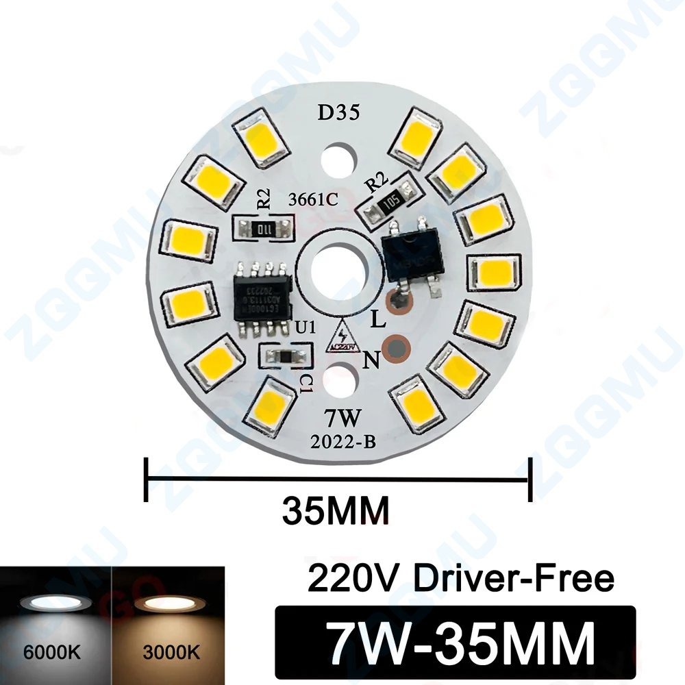 10 Uds. Chip de bombilla LED sin controlador 18W 15W 12W 9W 7W 5W 3W SMD 2835 cuenta de lámpara redonda AC 220V bombilla Chip iluminación foco luz jabalí: Lavanda / 28 W