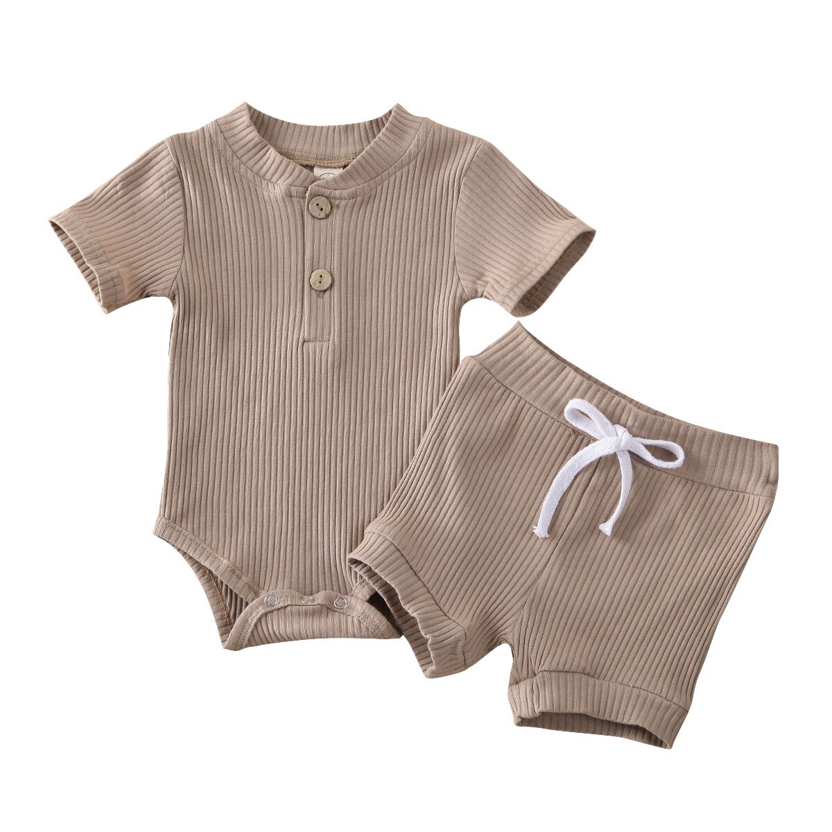 Kind baby jongen meisje kleding romper bodysuit shorts outfits zomerset: Bruin / 12m