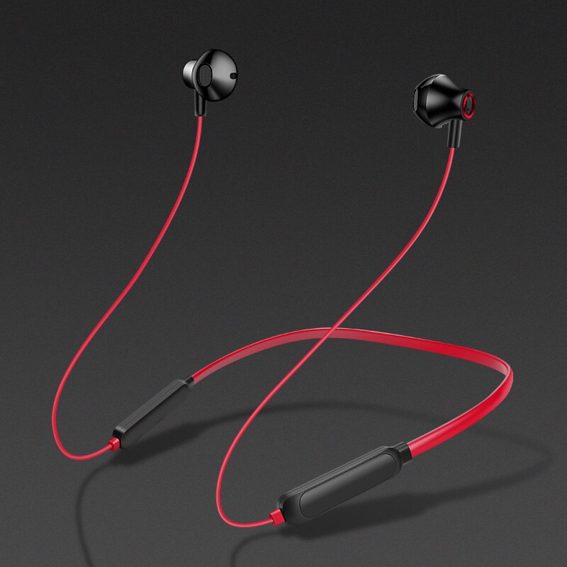 Bluetooth tour de cou casque stéréo sans fil Bluetooth écouteur sport écouteurs avec micro pour iphone 11 universel tous les téléphones mobiles: G02-Red