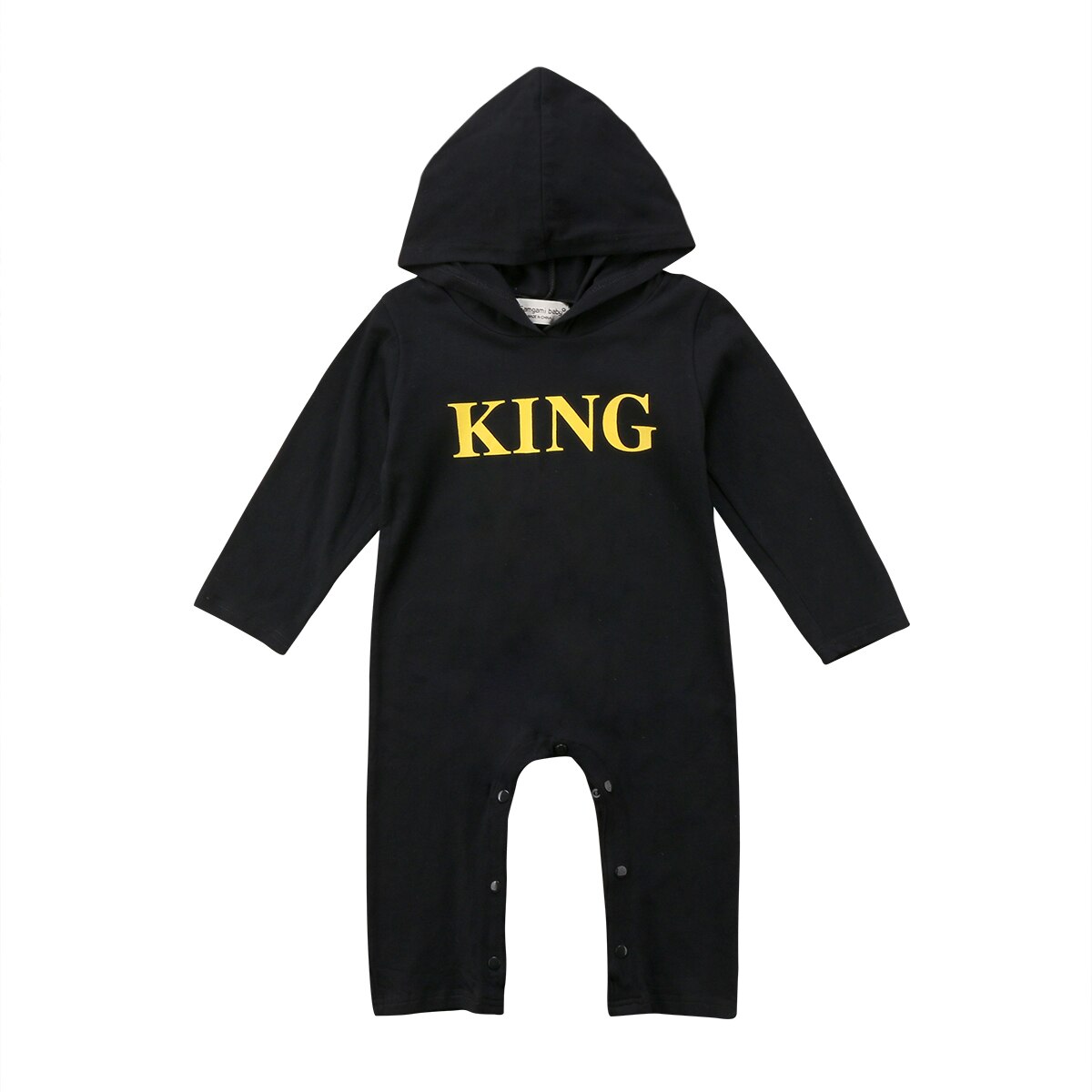 0-24M Pasgeboren Baby Jongen Romper Koning Brief Lange Mouwen Hooded Jumpsuit Trainingspak Outfits Babykleertjes