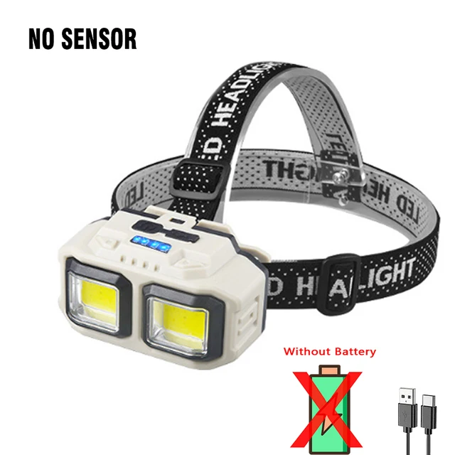 Linterna frontal LED potente, 4 modos de iluminación, recargable por USB, superbrillante, para exteriores, Camping, pesca, Faro de emergencia: Azul