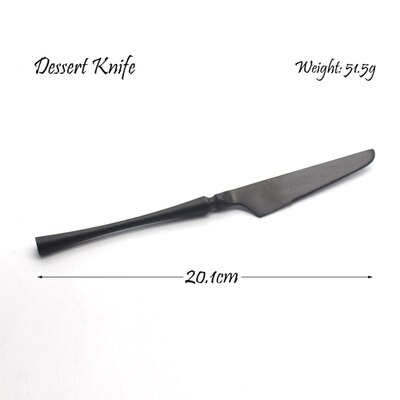 Couverts élégants en acier inoxydable brossé | 304 en acier inoxydable, couteau de table rétro noir, fourchette cuillère ustensiles de table, cuillère à thé: G