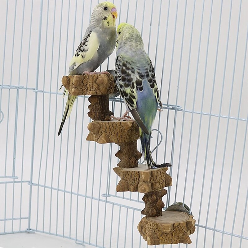 Bird Platform Perch Playground for Budgie Parakeet, Cage Natural Wood Play Stand Parrot Flat Perches for Medium Birds