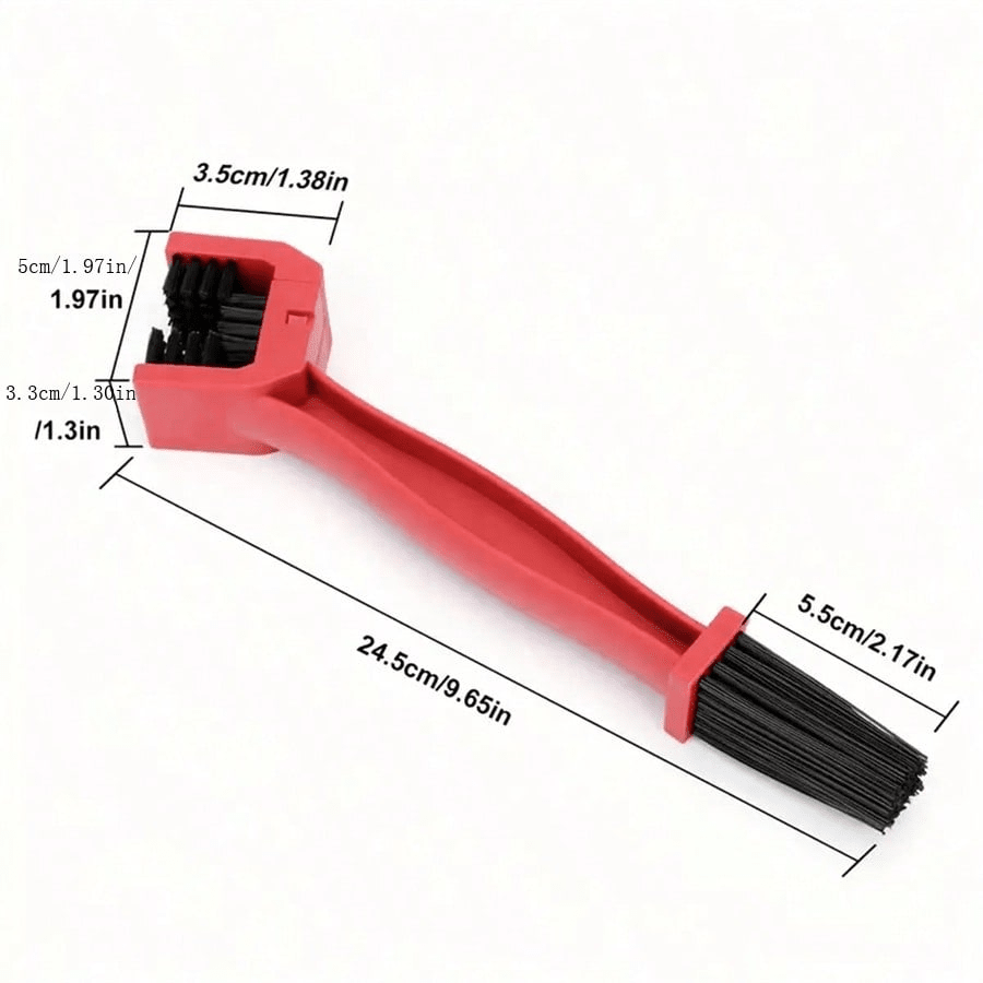 1 x rot Fahrradkettenbürste – dreiseitiges mit quadratischem Kopf, auch für Motorräder geeignet, Hilfsmittel zur Kettenreinigung