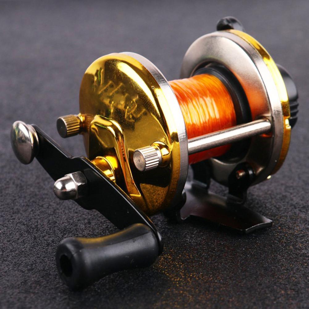 Rueda de tambor de pesca de Metal, herramienta de aparejos de pesca con línea, ahorro de trabajo, Mini arrastre, carrete de pesca en hielo, rueda giratoria ajustable
