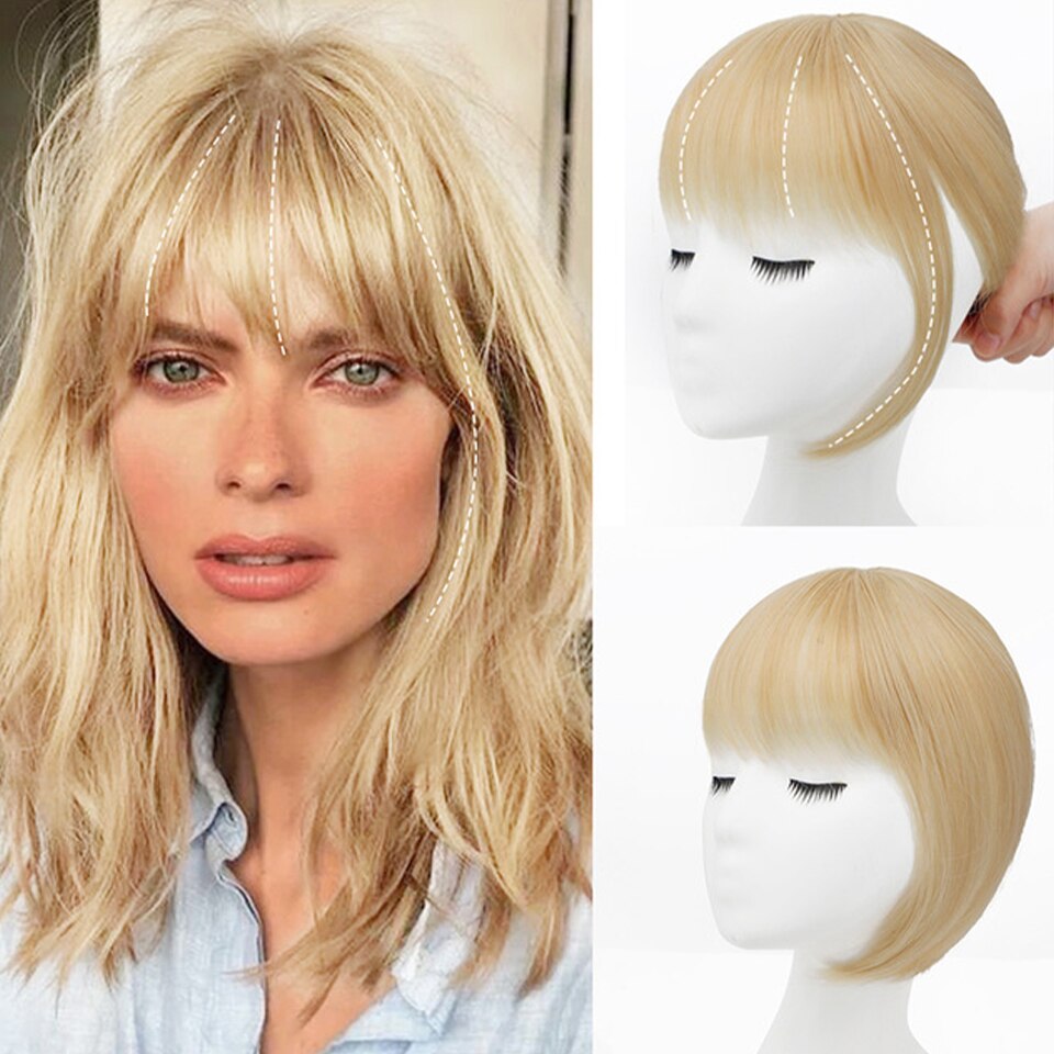 Isaic Dark Brown/Black Synthetic Hair Fringe Clip Bangs Clip In Hair Extension 3D Natural Franch Bangs High Temperature Fiber: 24-613