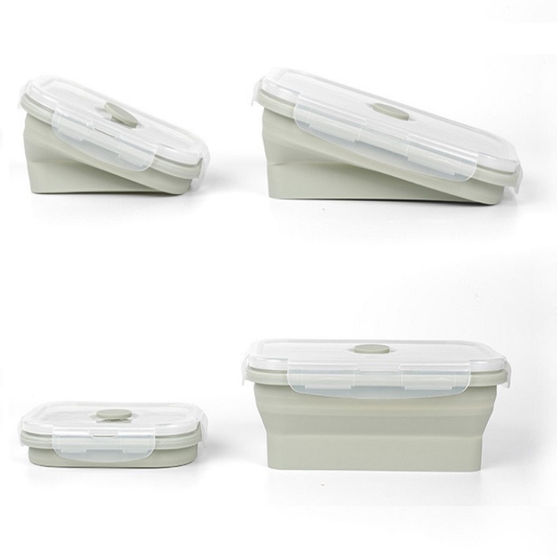 Silicone Rectangle Lunch Box Collapsible Bento Box Folding Food Container Bowl for Dinnerware Tableware