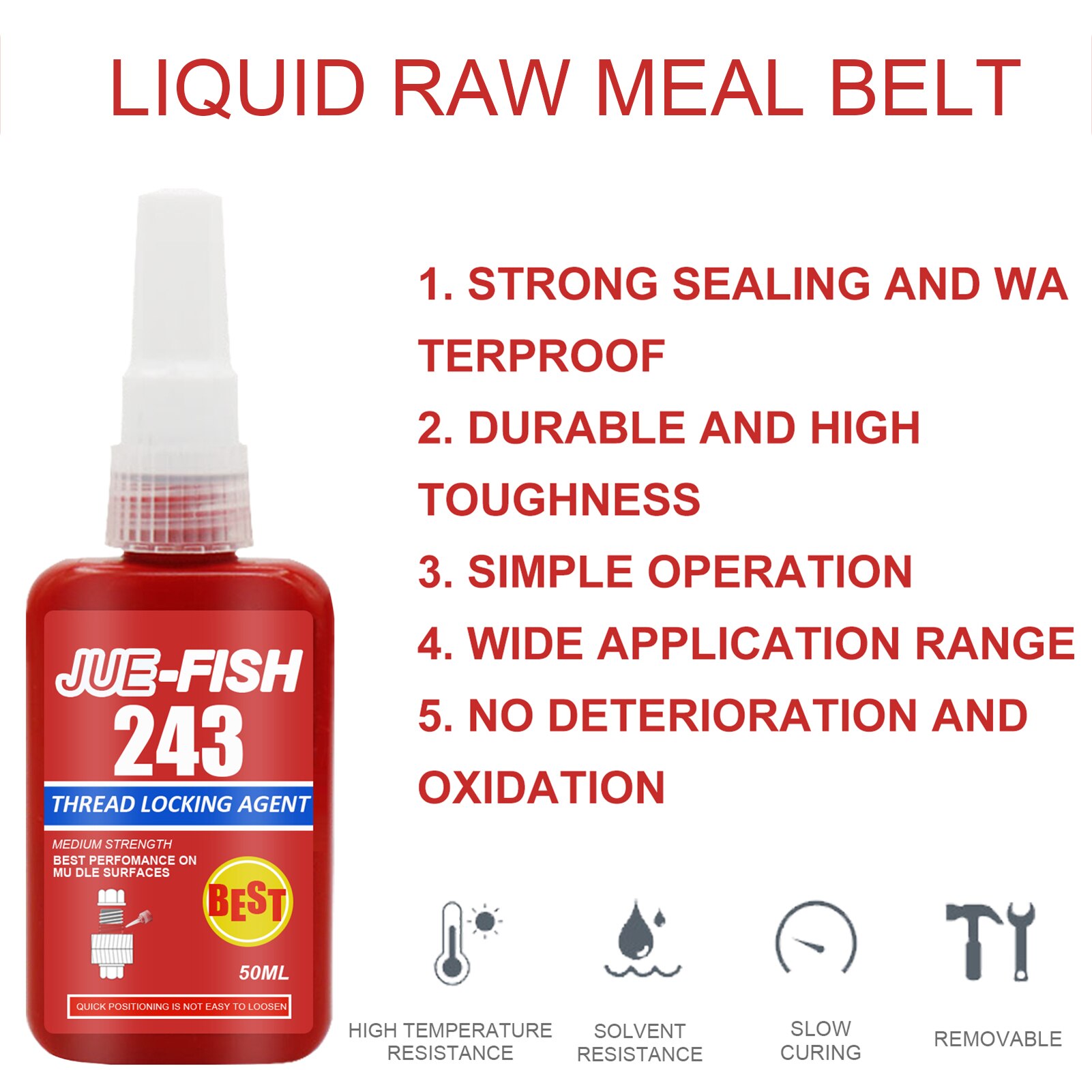 50ml 243 Thread-locking Fluid For Locking Threaded Fasteners Adhesive Wire Sealing Anti-Corrosion Thread Anaerobic Adhesive