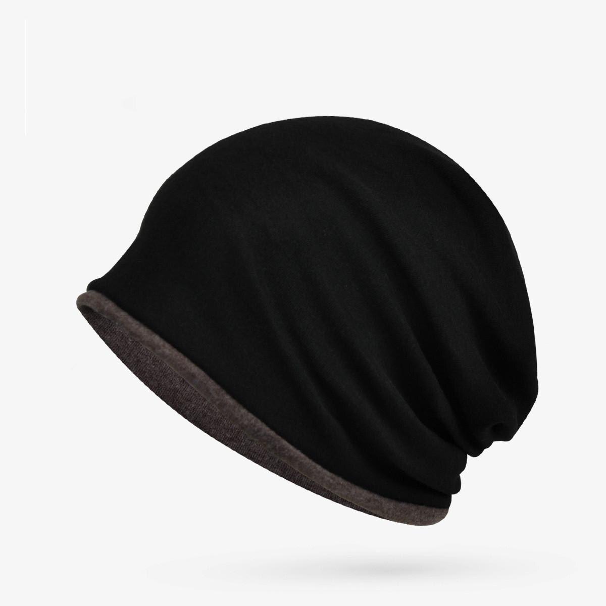 Cokk ear hat beanie vinterhatte til kvinder damer bomuldshuer bonnet forår vinter kvinder skullies herre hatte sort baggy cap: Sortbrun