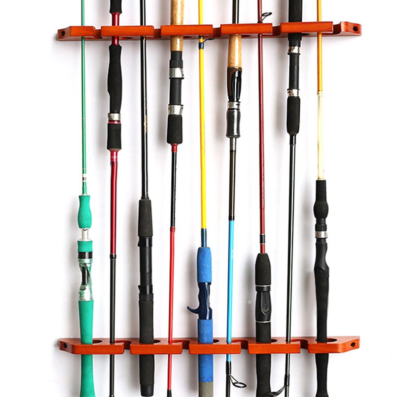 Solid Pine Horizontal Ceiling Rack for Fishing Rod Storage, Holds Up to 9 Fishing Rods