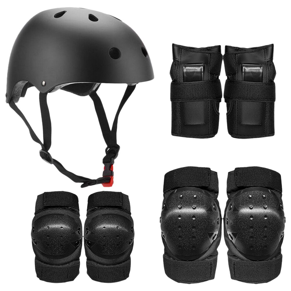 Conjunto de equipo de protección 7 en 1, rodilleras, coderas, protectores de muñeca, casco, protección de seguridad multideportes para niños, adolescentes, patinete y Patinaje