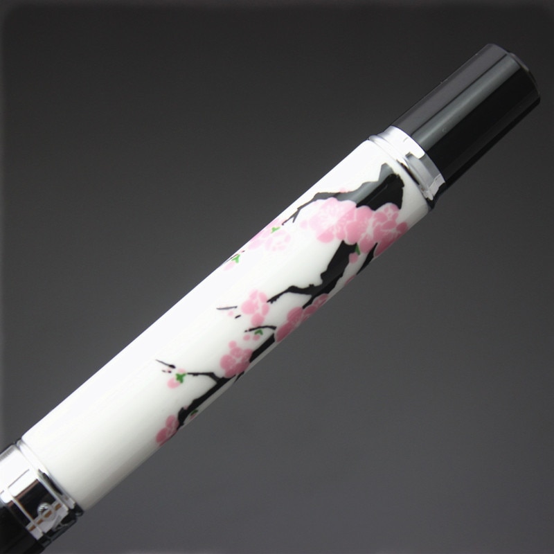Jinhao 8802 Plum blossom Fountain pen metal and porcelain pen Luxury Ink pens for Writing calligraphy Office school supplies