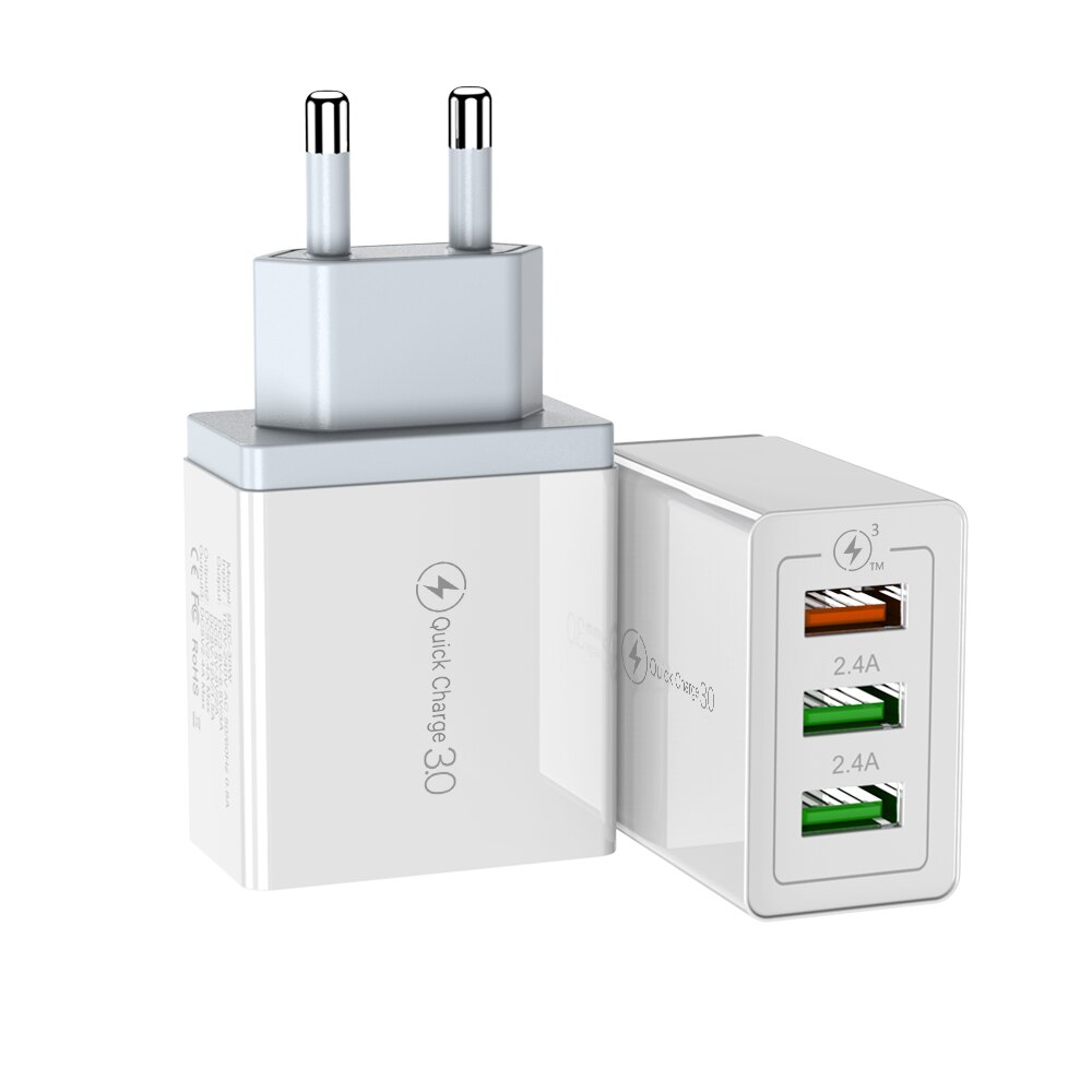 Chargeur USB universel 30W rapide 3.0, pour iPhone 11 Pro Max Xs X XR 6s 7 8 Plus Samsung S10 Huawei Xiaomi: EU White