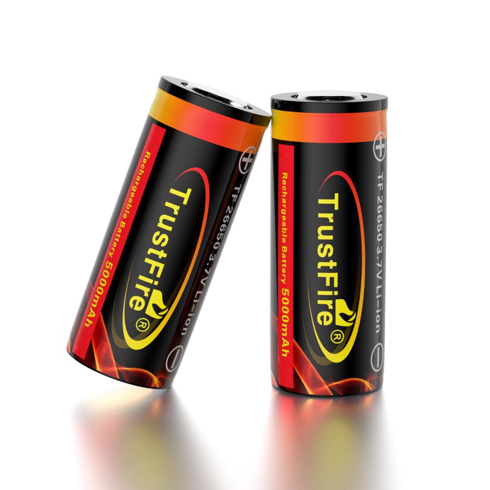 Trustfire Rechargeable 26650 5000mah Battery li-ion Battery 3.7V Cell Rechargeable batteries With Protection Flat Top