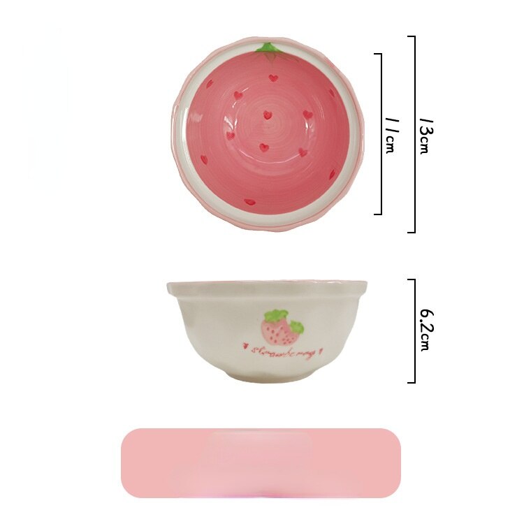 Ceramic Pink Strawberry Decorative Plate Jewelry Dish Plate Living Room Office Decoration Tableware Breakfast Bowl Home Decor: A