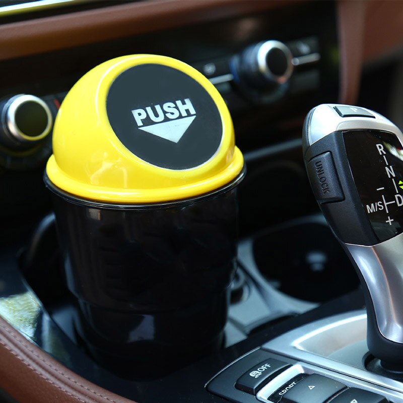 UNTIOR Plastic Car Trash Bin Rubbish Bucket Holder Mini Paper Dustbin Automobiles Garbage Storage Box Waste Bin Car Trash Can: Yellow