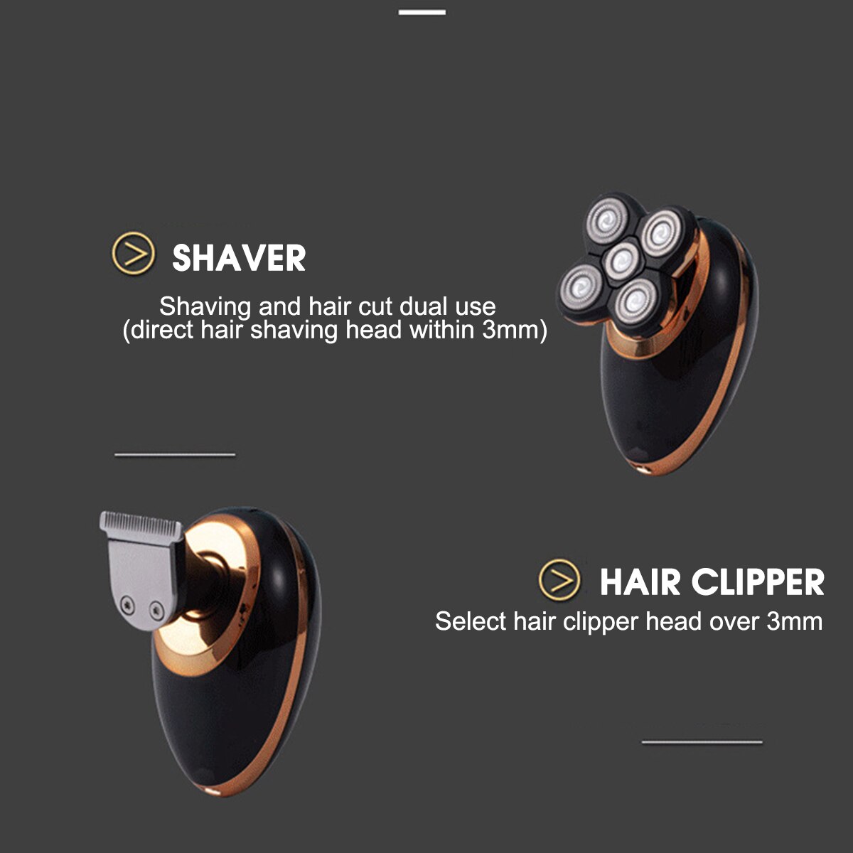 5-en-1 5D rasoir électrique USB Rechargeable IPX5 étanche visage nettoyant tête chauve polonais tondeuse à cheveux tondeuse pour hommes femmes