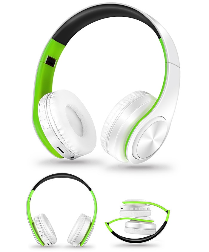 Tourya B7 Wireless Headphones Bluetooth Headset Foldable Headphone Adjustable Earphones With Mic for phone Pc Lattop Mp3 TV: White Green