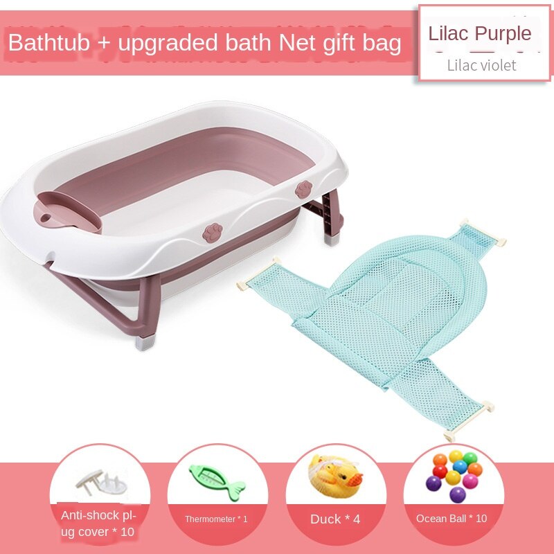 Folding Bath Tub Children Bath Bucket Baby Bathtub Bath Barrel Bathtub Newborn Bathtub: Purple B