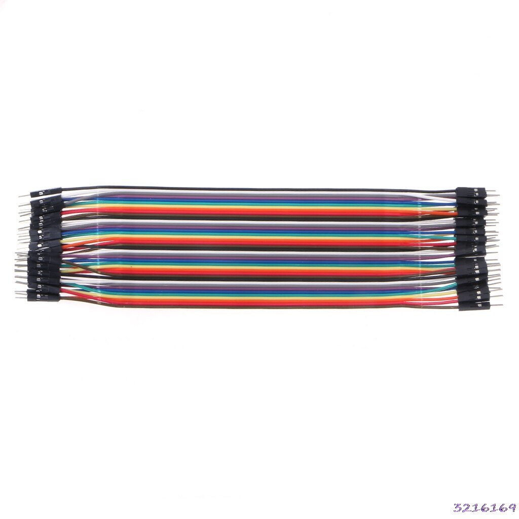 40 stk kabler mf / mm / ff jumper breadboard wire farverigt gpio bånd til diy kit: 20cm ff