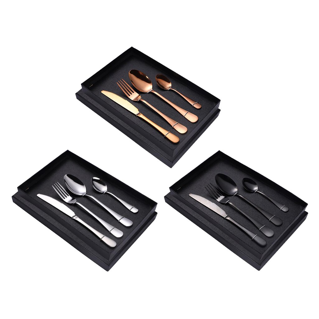 Stainless Steel Flatware Silverware 4 Piece Cutlery Set Dinnerware Spoons Fork