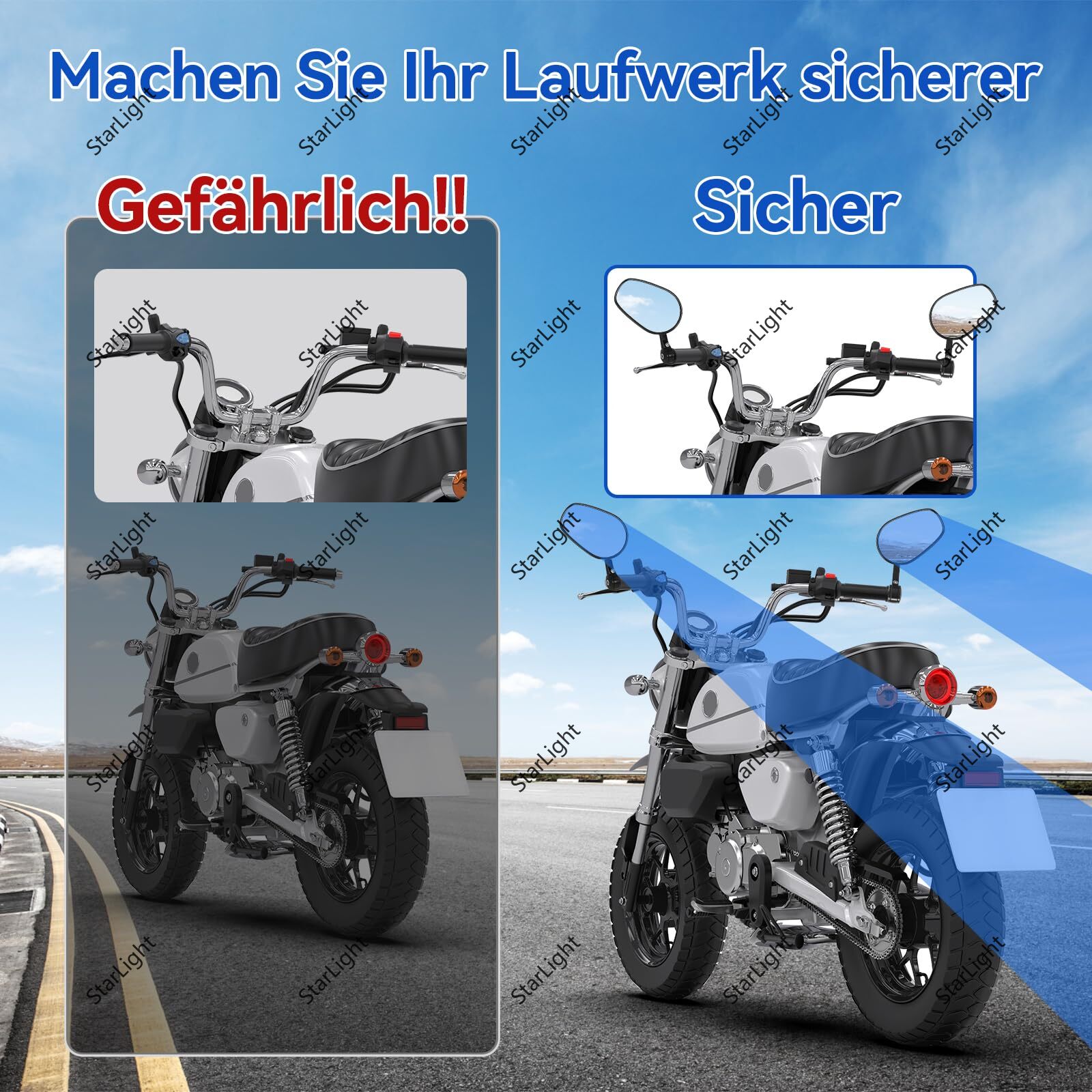 Specchietti laterali ad angolo regolabile per moto da 7/8" Accessori per specchietti retrovisori per specchietto retrovisore universale per scooter
