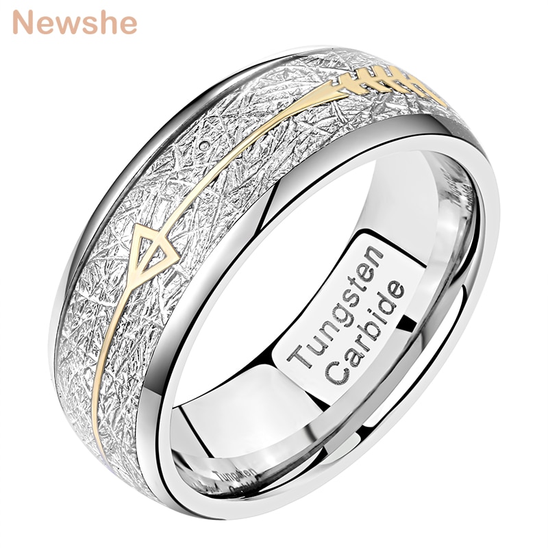 Newshe charme anéis para homem carboneto de tungstênio design exclusivo enche 8mm banda casamento chanfrado borda trx082