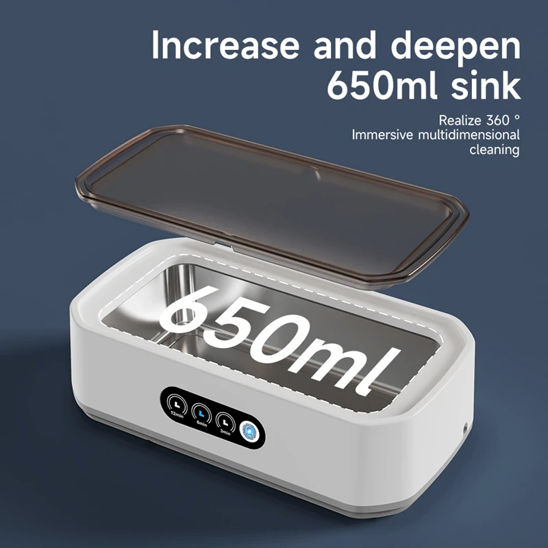 Máquina de limpieza por ultrasonidos Xiaomi, máquina de limpieza de gran capacidad de 650ML, 5KHz, soporte de joyería para gafas, limpiador para el hogar