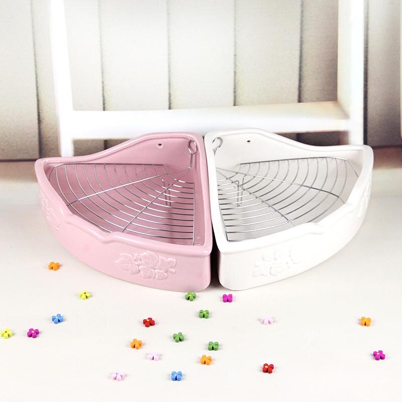 Ceramic Pet Toilet Potty Trainer Corner Litter Box for Chinchilla Rabbit Hamster MDD88