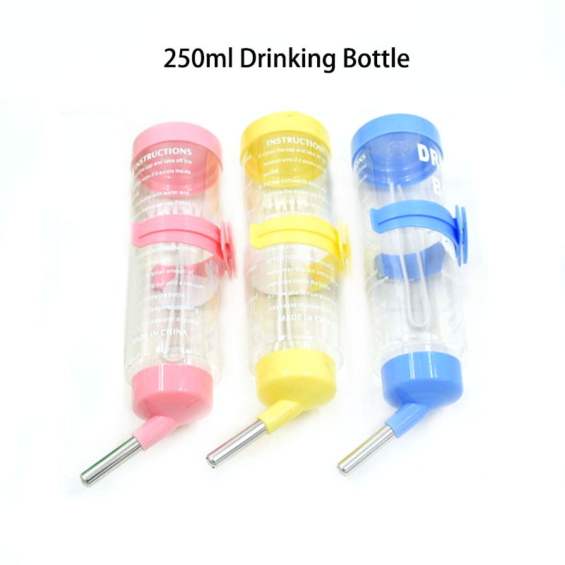 250ml Hamster Drinker Plastic Waterfles Dispenser Feeder Opknoping Huisdier Cavia Eekhoorn Konijn Hond Drinken Hoofd Pijp Fontein