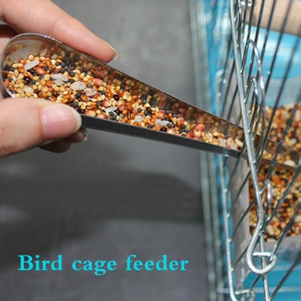 Bird Parrot Pigeon Containers Feeding Spoon Stainless Steel Water Milk Powder Feeder Spoon Bird Supplies Cage Feed Accessory