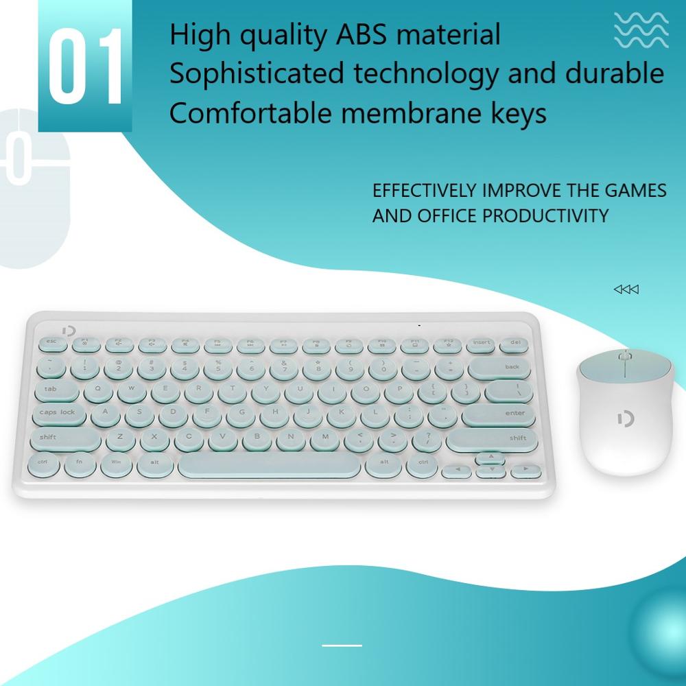 Wireless Keyboard and Mouse Combo Portable Silent Chocolate Key Ultra-Thin Cute Mini Keyboard Mice Set for Office Laptop PC