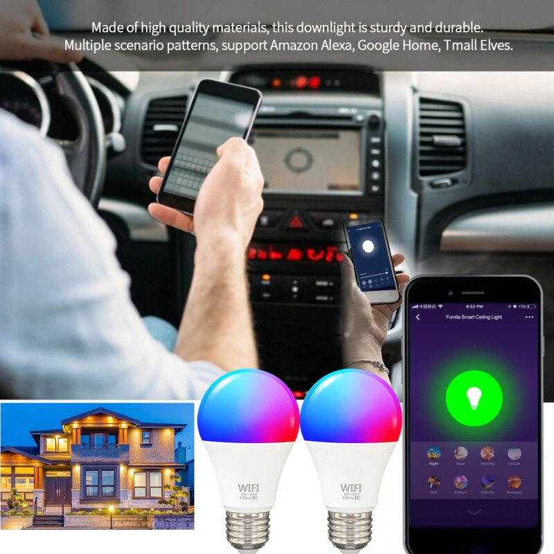Smart Wifi Lamp Dimmen Gloeilamp 9W Rgb Slimme Lamp Voice Control Werk Met Alexa Google Thuis Smart afstandsbediening Wifi Led Lamp