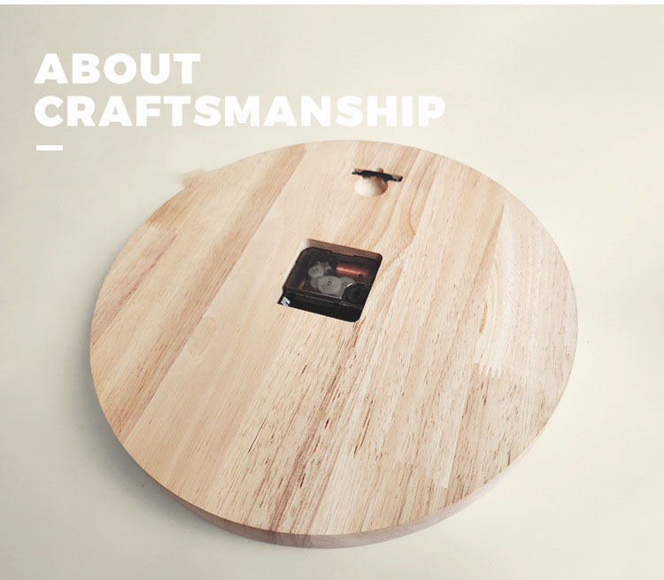 Simples engrossar relógio de parede de madeira maciça punch-livre pendurado na parede casa sala de estar relógio decorativo de parede