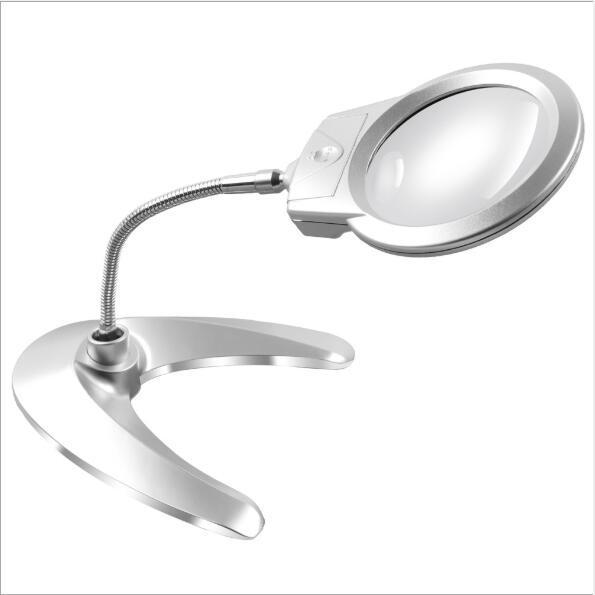 lighted magnifier clip-on desktop LED desk lamp reading diamond painting tool jewelry magnifying glass metal hose magnifying