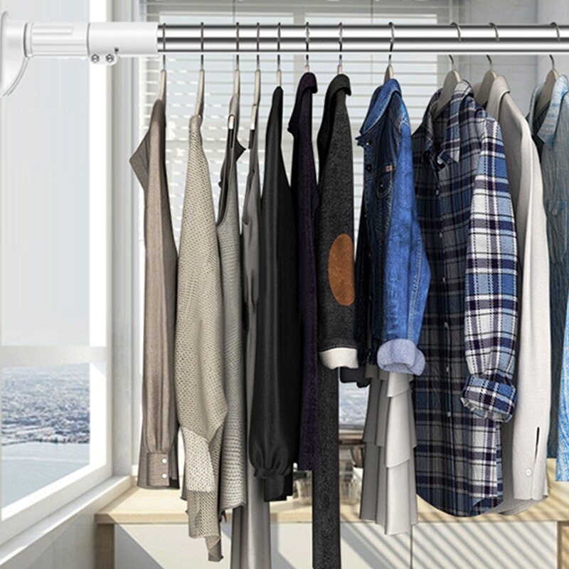 Telescopic Clothing Rod Punch-free Adjustable Shower Curtain Rods And Accessories Extendable Stainless Steel Simple Support Rod