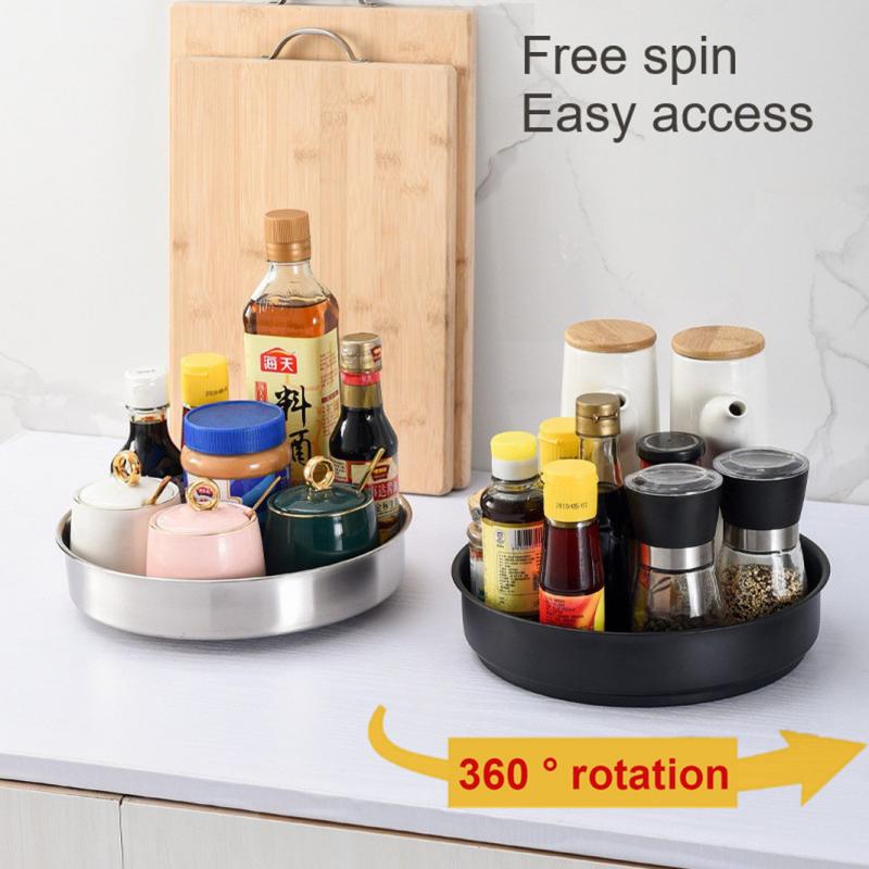 Storage Trays 360 Rotating Storage Box Kitchen Make Organizer Seasoning Container Bathroom Turntable Cosmetic Plate Cabinet Rack