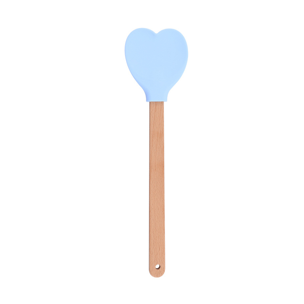 Spatule en Silicone rose amour pour la saint-valentin, manche en bois en forme de cœur, spatules de cuisson, ustensiles de cuisine, outil de fabrication de gâteaux: Rose