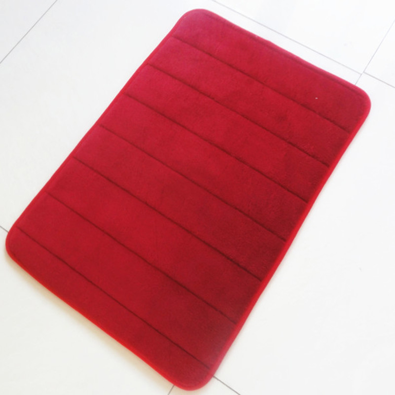 40x60cm Memory Foam Bath Mats Bathroom Horizontal Stripes Rug Non-slip Bath Mats B: Burgundy