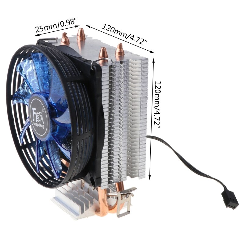 CPU Cooler Master 2 Pure Copper Heat-pipes Fan with Blue Light Cooling System