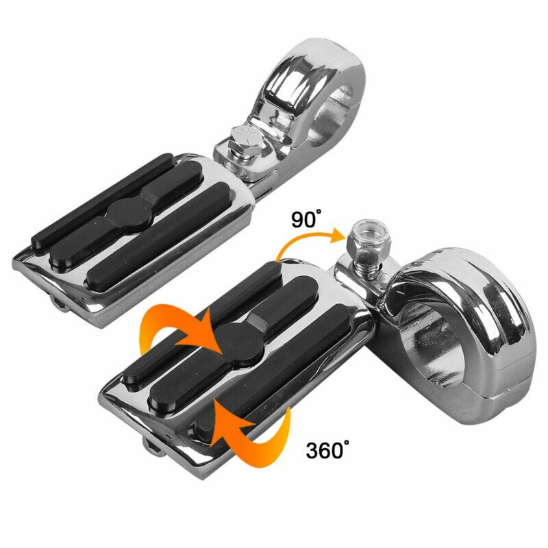 32mm Engine Guard Crash Bar Universal Highway Pegs Footpeg &amp; Mount For Yamaha Kawasaki Suzuki Harley Honda Touring Sportster: Chrome Footpeg