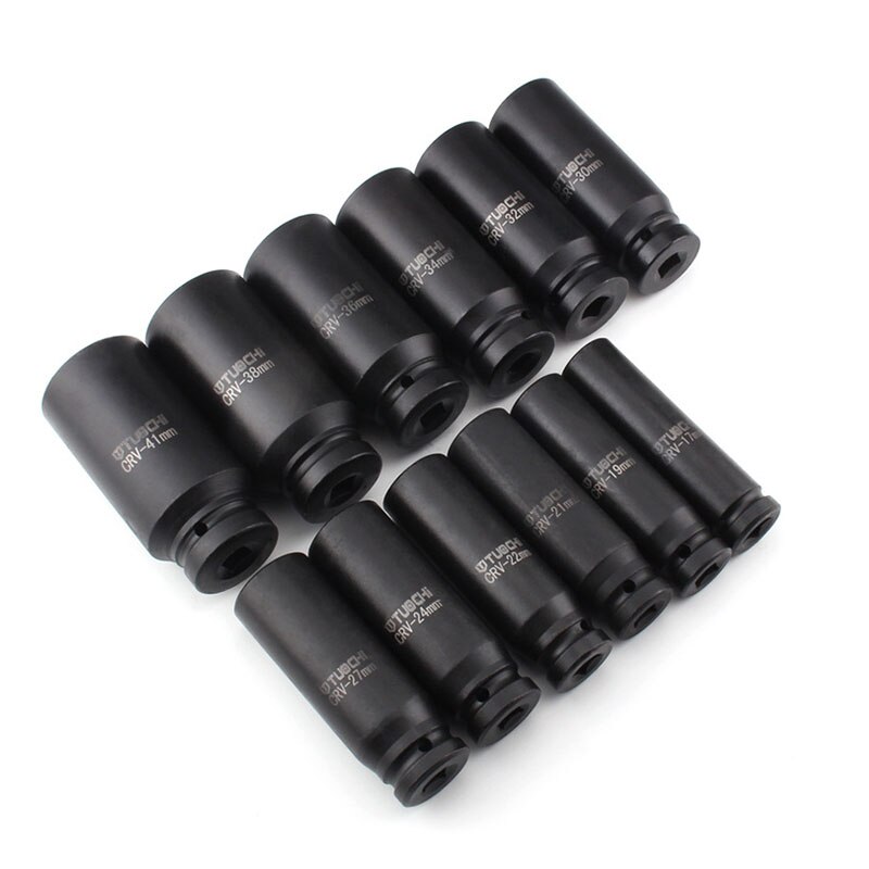 1/2 tums pneumatisk djuphylsa set 17-41mm förlänga sexkantsmetriska djupvägg luftadoptör slaghylsa cr-v autoreparationsnyckelverktyg