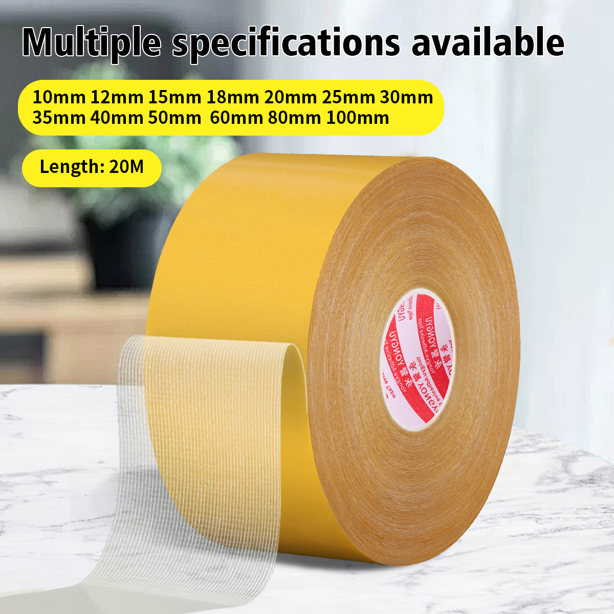 Double Sided Fabric Tape Resistente Clear Super Stick Tape with Fiberglass Mesh High Tack Strong Adhesive for Carpet Wall Craft